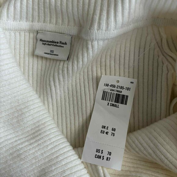 Abercrombie & Fitch Cream Off Shoulder Collar Ribbed Sweater NWT - Picture 5 of 5